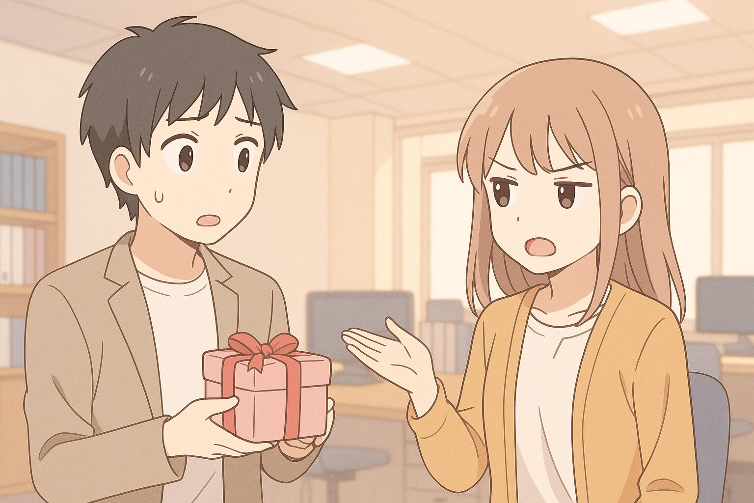 登山好きな女性がプレゼントを使う様子